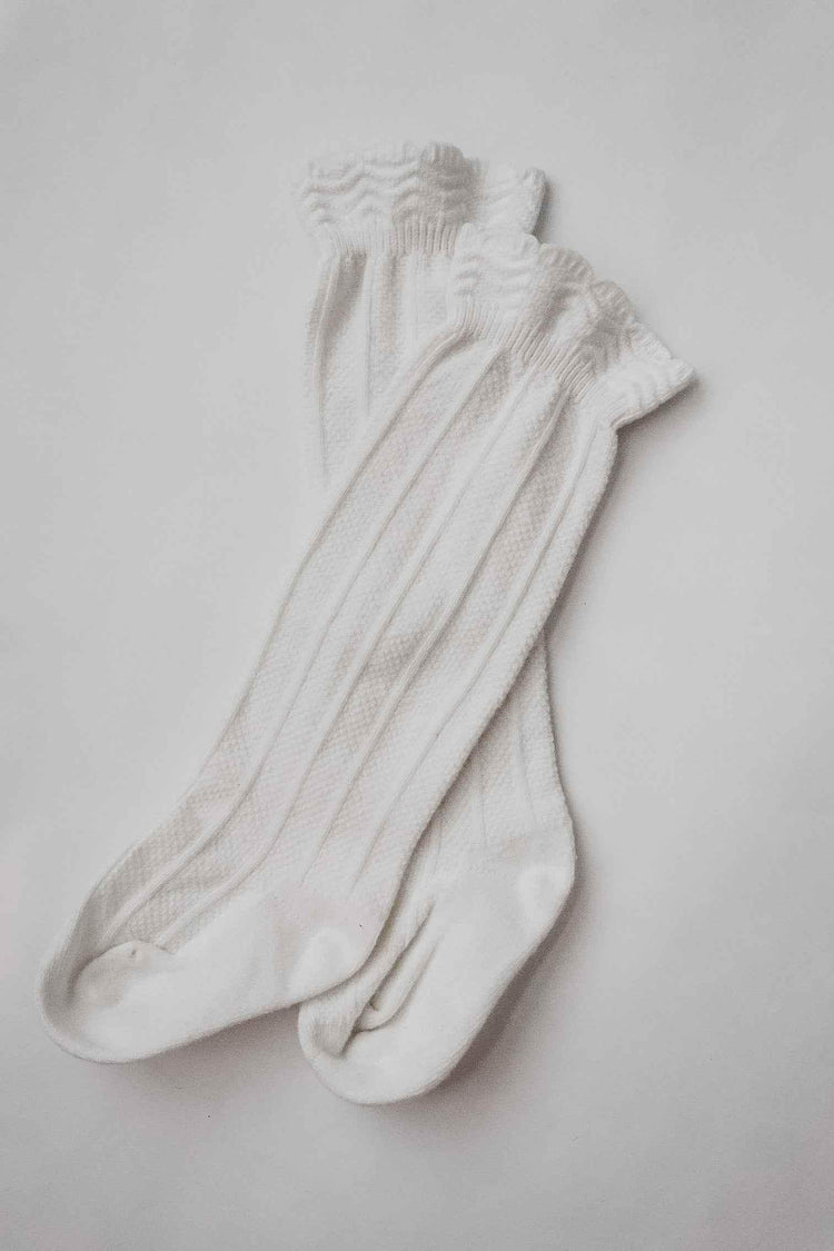 Ruffle Cotton Knee High Socks by Little Mae & Co