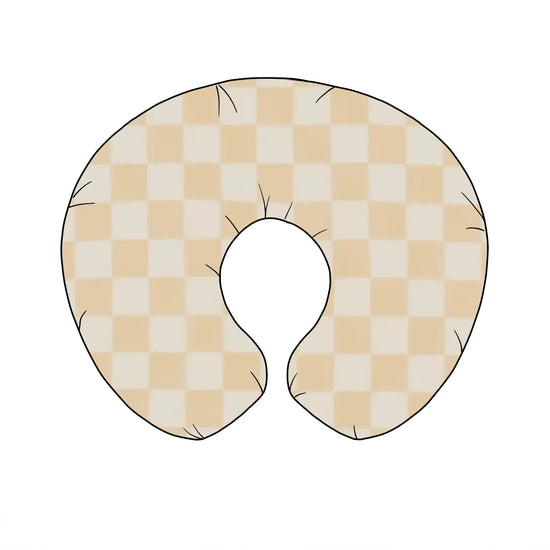 Butter Cream & White Checkered Nursing Pillow Cover by Little Mae & Co