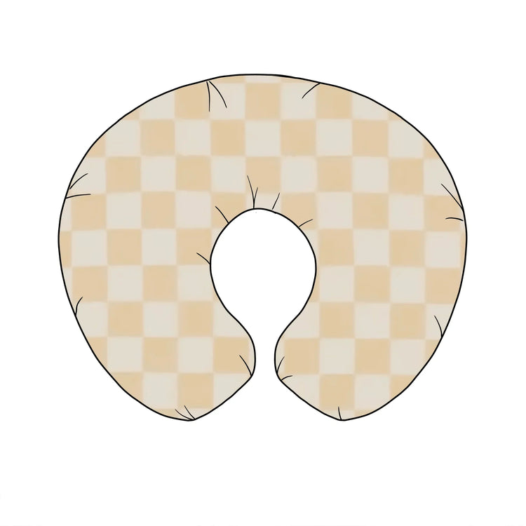 Butter Cream & White Checkered Nursing Pillow Cover by Little Mae & Co