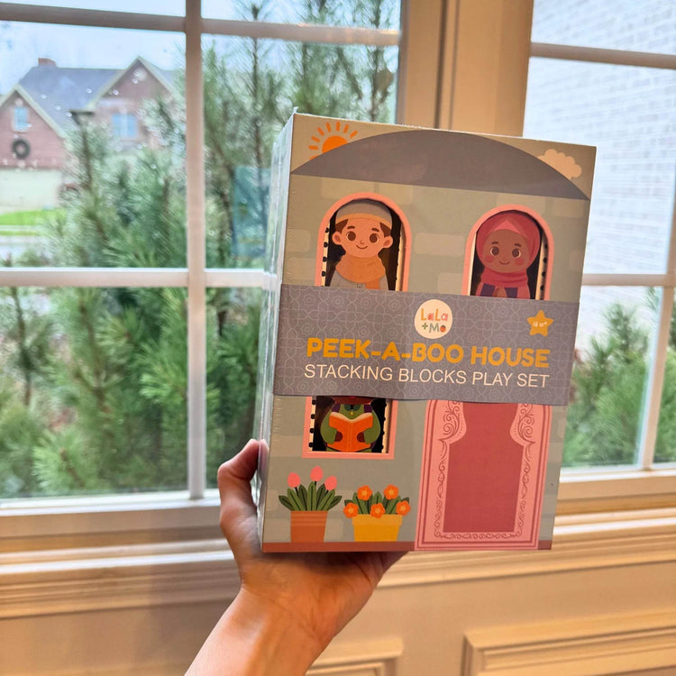 Stacking Houses (Set of 5 Houses and 3 Hardwood Characters) by Lala + Mo