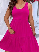 Plus Size Tiered Scoop Neck Tank Dress women Attire by Trendsi