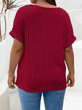 Plus Size Ribbed Half Zip Relaxed Fit T-Shirt women Attire by Trendsi