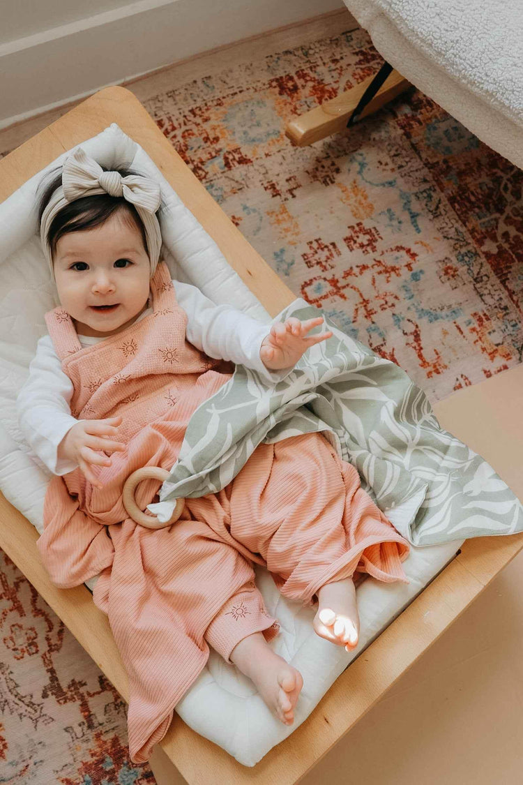 Peony Ribbed Stretch Swaddle by Little Mae & Co