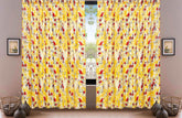 DaDa Bedding Set of 2 Radiant Sunshine Yellow Floral Window Curtain Panels - Natural Semi Sheer Hummingbirds Farmhouse Red Flowers Straight Tailored Edge Curtains by DaDalogy Bedding Collection