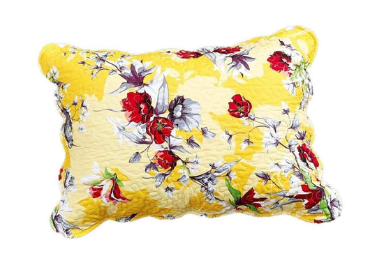 DaDa Bedding Sunshine Yellow Hummingbirds Floral Scalloped Pillow Sham 1-Piece (JHW-925) Pillow Case by DaDalogy Bedding Collection
