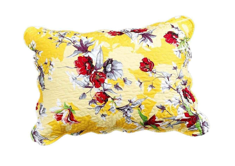 DaDa Bedding Sunshine Yellow Hummingbirds Floral Scalloped Pillow Sham 1-Piece (JHW-925) Pillow Case by DaDalogy Bedding Collection