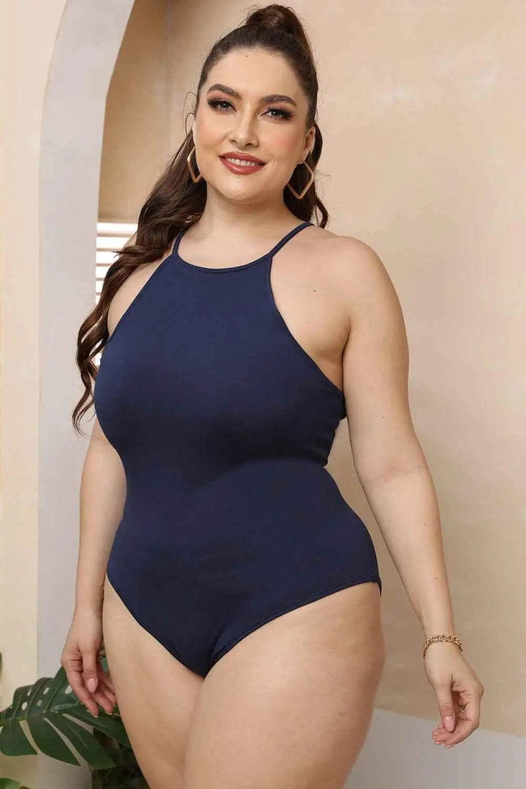 Plus Size Halter Neck Spaghetti Strap Bodysuit women Attire by Trendsi