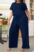 Plus Size Drawstring Waist Short Sleeve Jumpsuit women Attire by Trendsi
