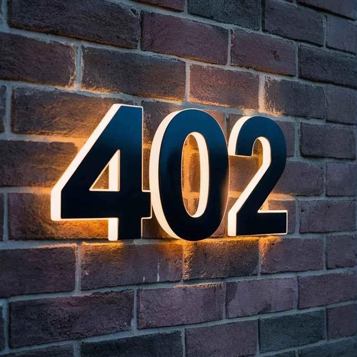 Custom House Numbers,LED Backlit Number Sign,Address Sign,Metal House Number Sign,Home Decor,Door Sign,Hotel Room Number Sign by DSERS