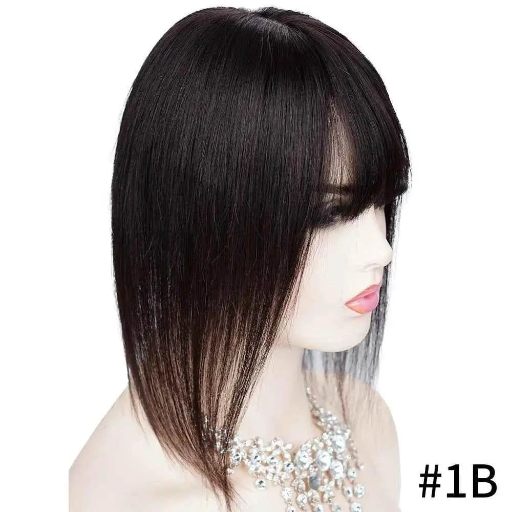Doreen 13*13cm 8" 12" 16" Topper Human Hair Bangs Real Remy Human Hair Toppers for Women With Thin Hair Silk Base with Hair Weft Hair Accessories by Zopi / AliExpress