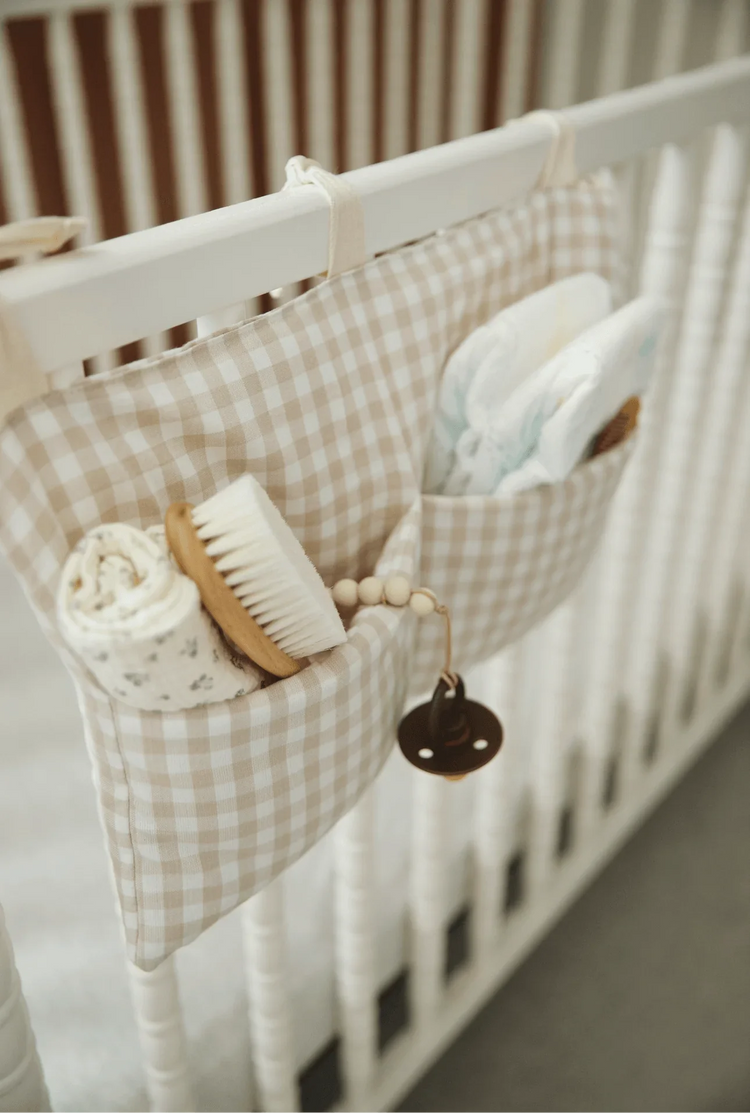 Haven Baby Crib Diaper Caddy Storage Organizer Nursery Room Baby Crib Storage by Little Mae & Co