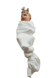 Dove Ribbed Stretch Swaddle by Little Mae & Co