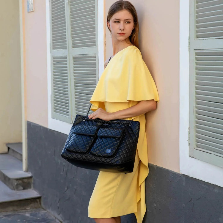 Diana Quilted Vegan Leather Weekender Tote Bag Weekender Bags by Travellty