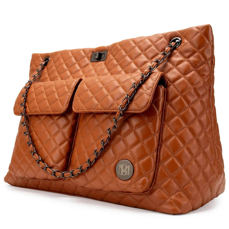 Diana Quilted Vegan Leather Weekender Tote Bag Weekender Bags by Travellty