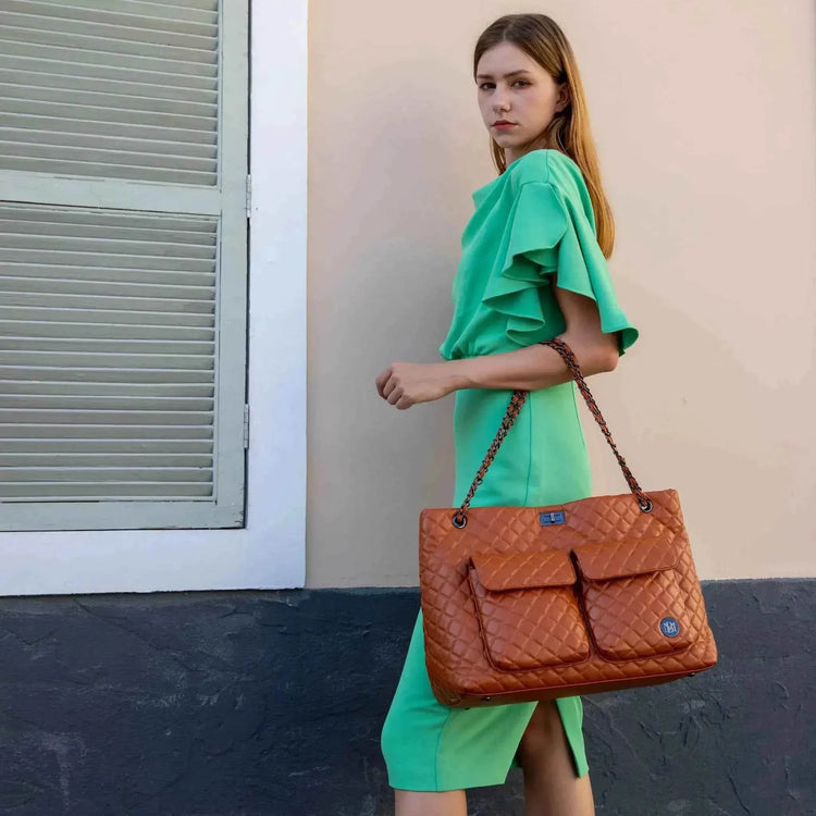 Diana Quilted Vegan Leather Weekender Tote Bag Weekender Bags by Travellty