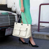 Diana Quilted Vegan Leather Weekender Tote Bag Weekender Bags by Travellty