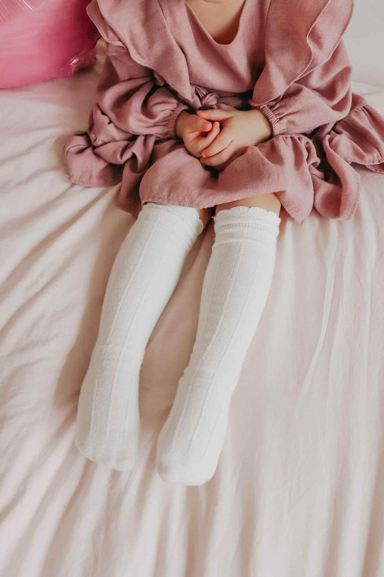 Ruffle Cotton Knee High Socks by Little Mae & Co