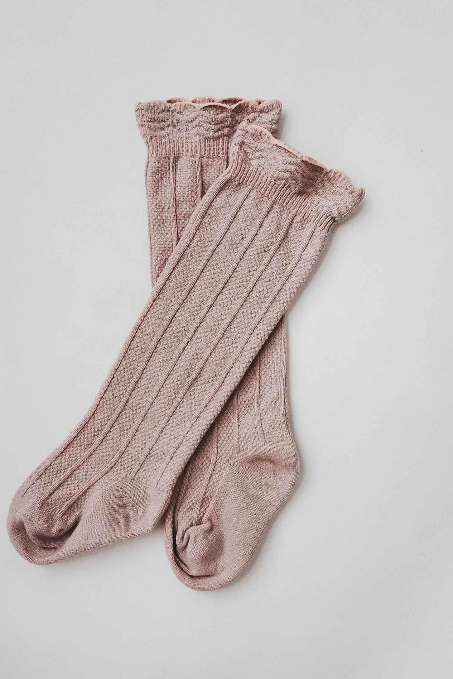 Ruffle Cotton Knee High Socks by Little Mae & Co