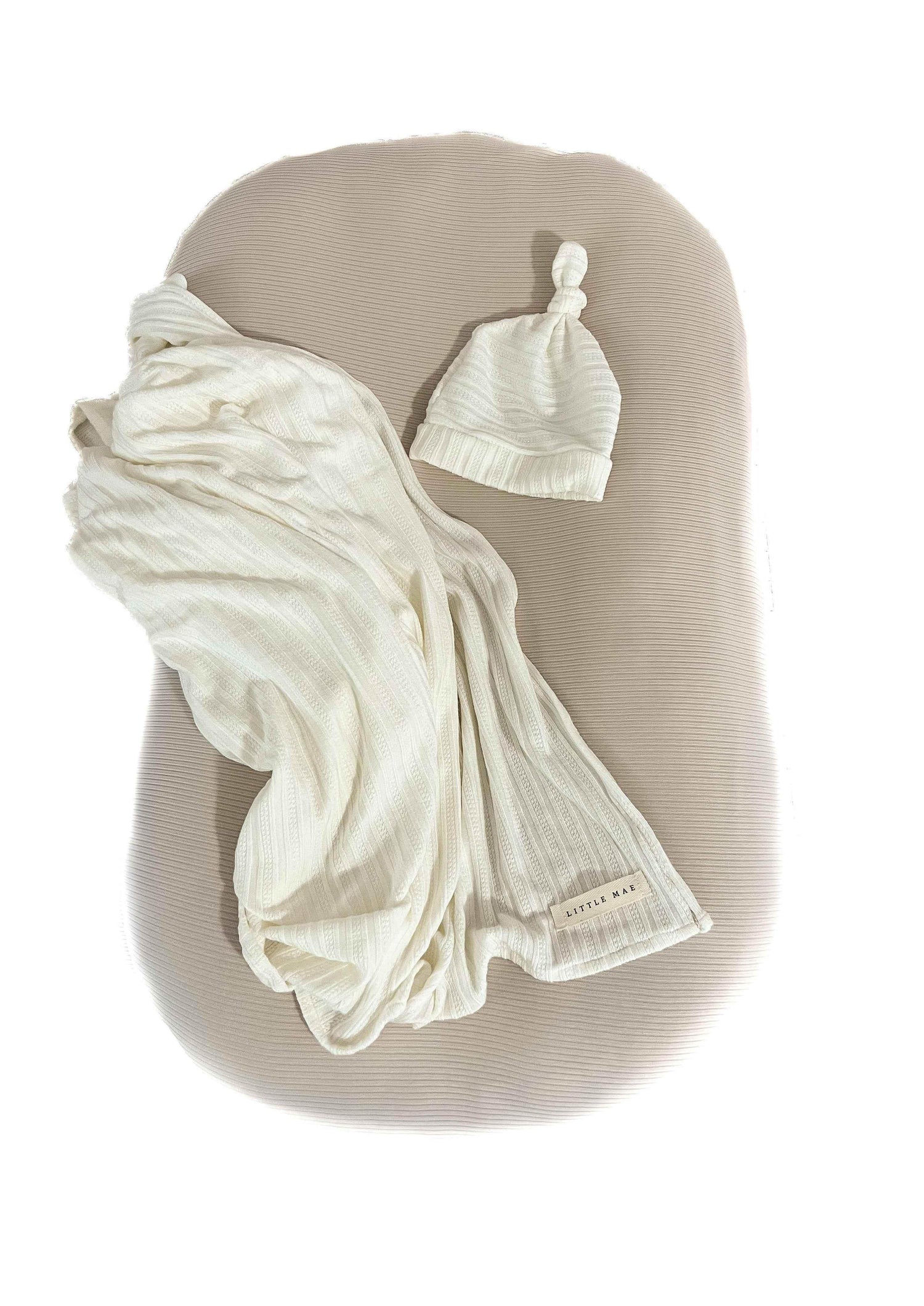 Oat Ribbed Baby Lounger Cover by Little Mae & Co