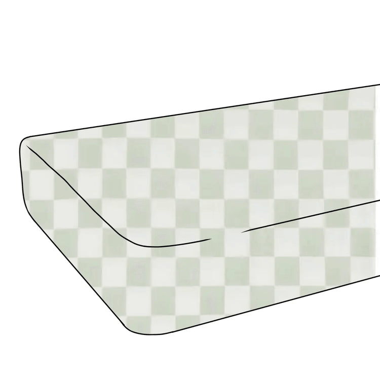 Leaf Green & White Checkered Crib Sheet by Little Mae & Co