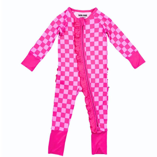 Convertible Ruffle Zippy Pink Checker by Khlobe