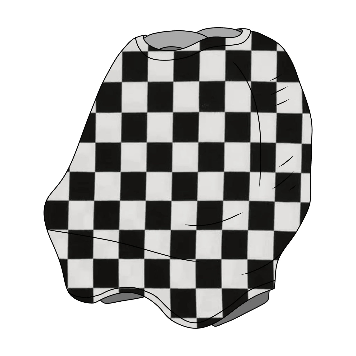 Race Black & White Checkered Carseat Cover by Little Mae & Co