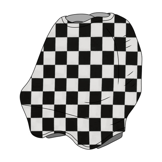 Race Black & White Checkered Carseat Cover by Little Mae & Co