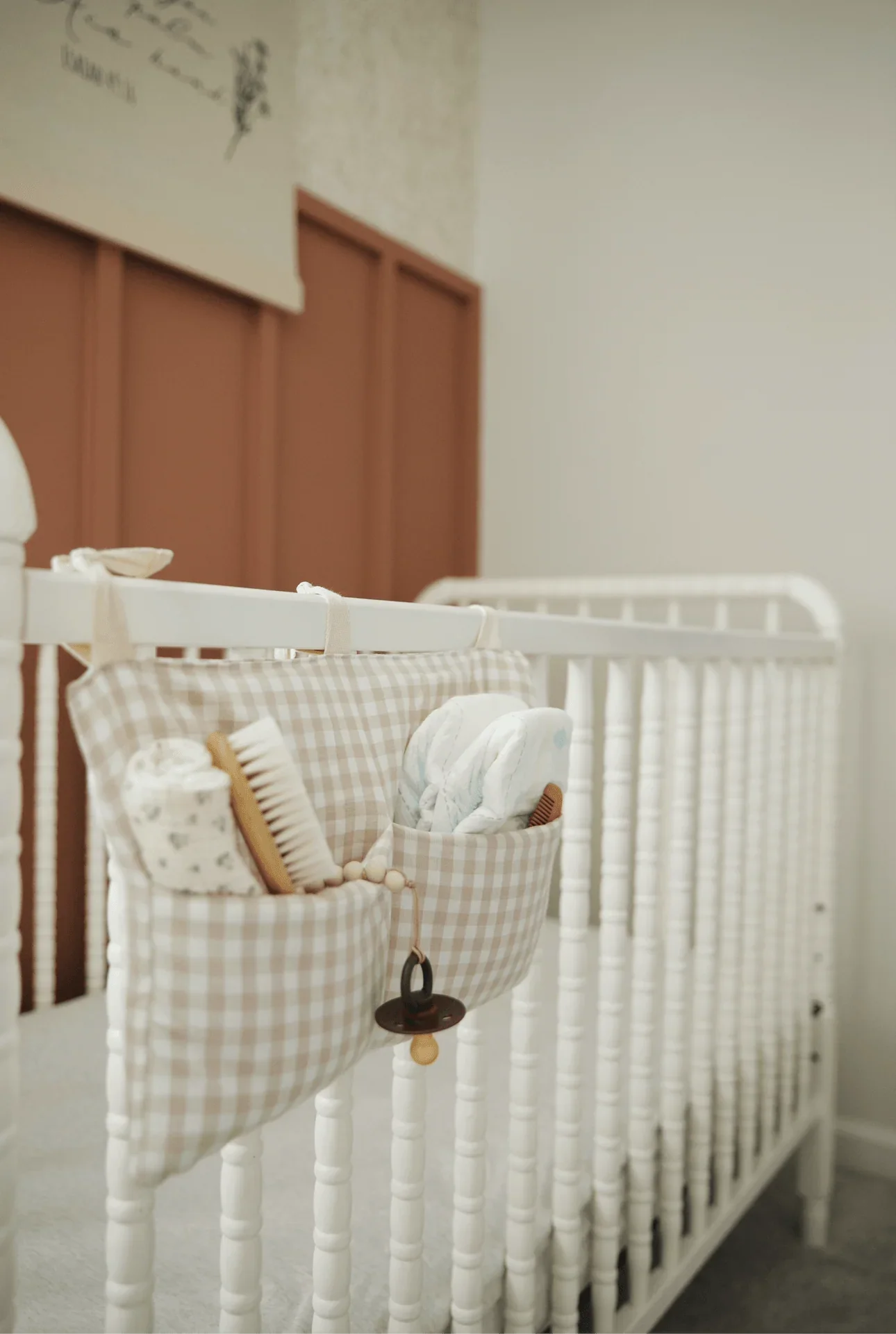 Haven Baby Crib Diaper Caddy Storage Organizer Nursery Room Baby Crib Storage by Little Mae & Co