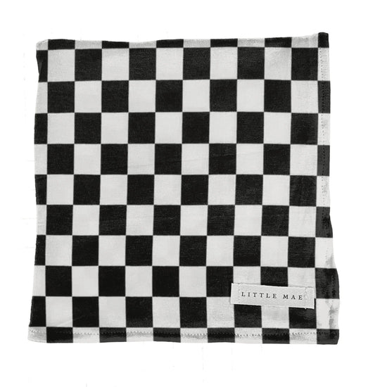 Race Black & White Checkered Stretch Swaddle by Little Mae & Co