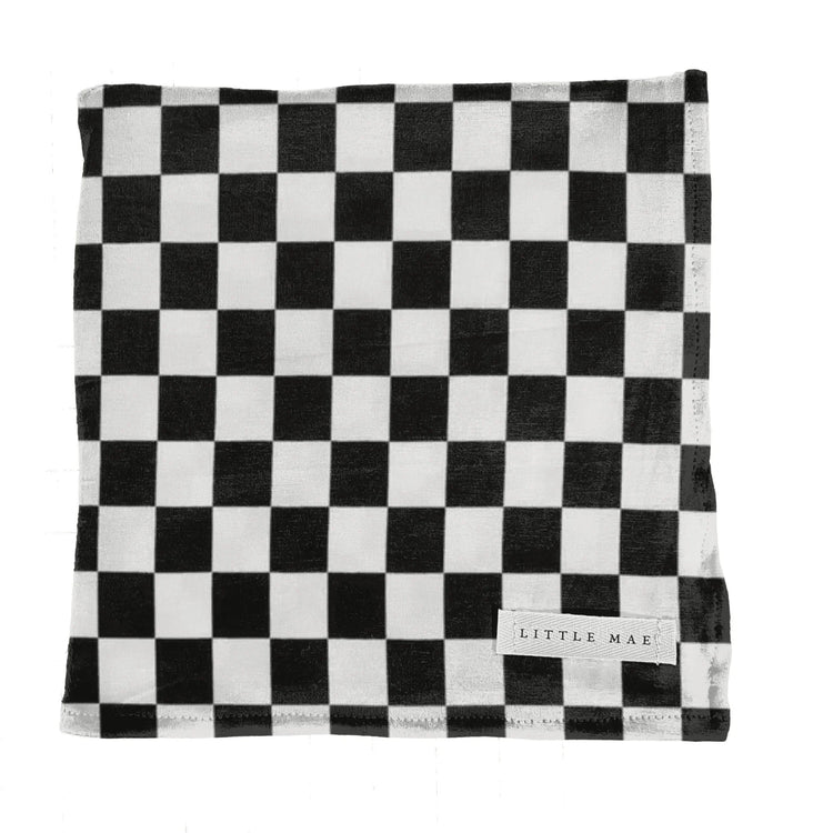 Race Black & White Checkered Stretch Swaddle by Little Mae & Co