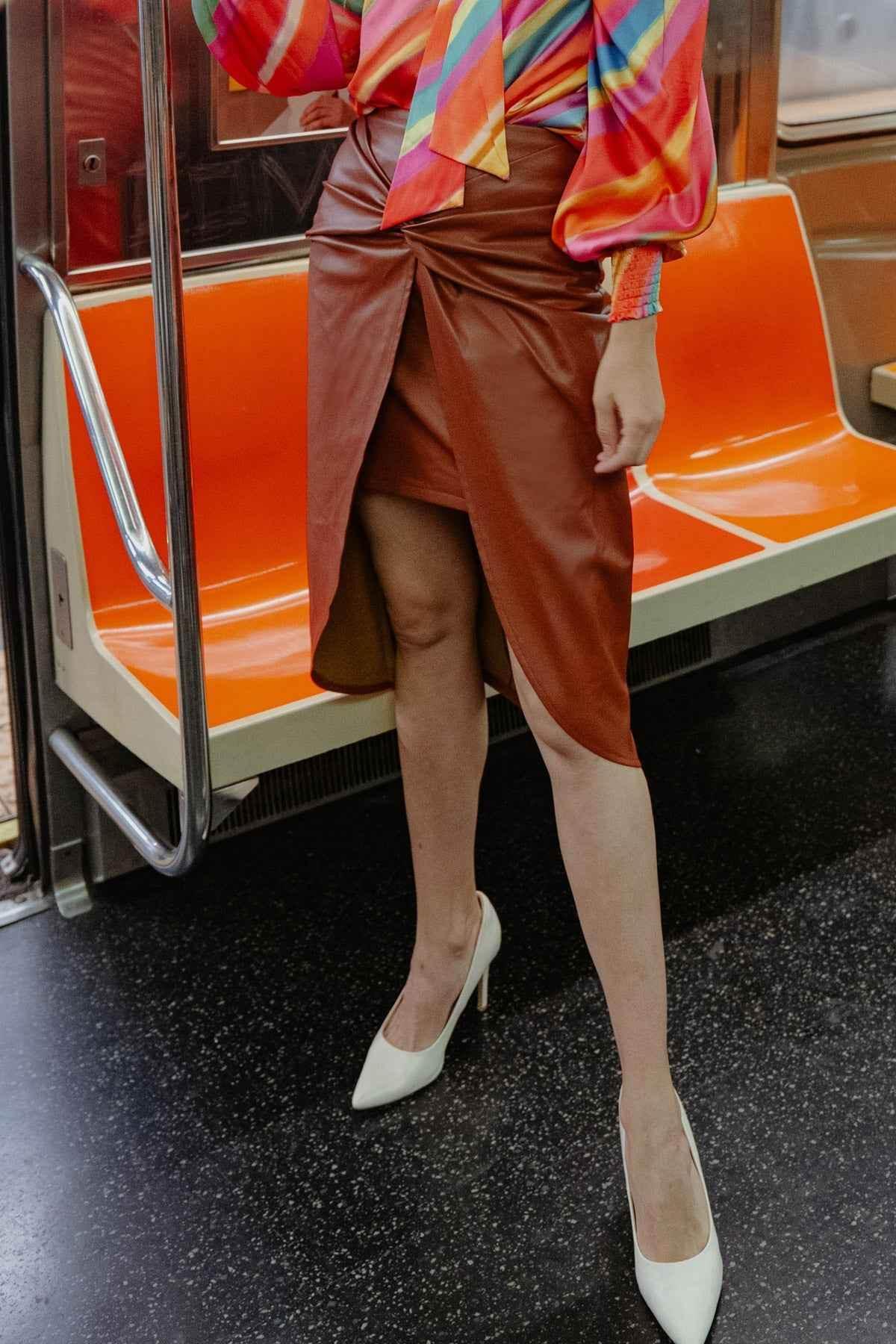 CHOOSE US LEATHER MIDI SKIRT SKIRTS by Flying Tomato