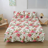 DaDa Bedding Romantic Roses Floral Bed Skirt - Matching Pink & White Ruffled Dust Ruffle for Quilted Coverlet Set - Lightweight & Breathable Polyester Bedskirt Bedding Accessories by DaDalogy Bedding Collection