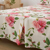 DaDa Bedding Romantic Roses Floral Bed Skirt - Matching Pink & White Ruffled Dust Ruffle for Quilted Coverlet Set - Lightweight & Breathable Polyester Bedskirt Bedding Accessories by DaDalogy Bedding Collection