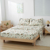 DaDalogy Enchanted Meadow Bed Sheet Set - Floral Harmony in Beige, Rose, and Soft Green, Premium Soft Microfiber, Machine Washable, Deep Pocket 14 - 15 Inches + Flat Sheet Bed Sheets by DaDalogy Bedding Collection