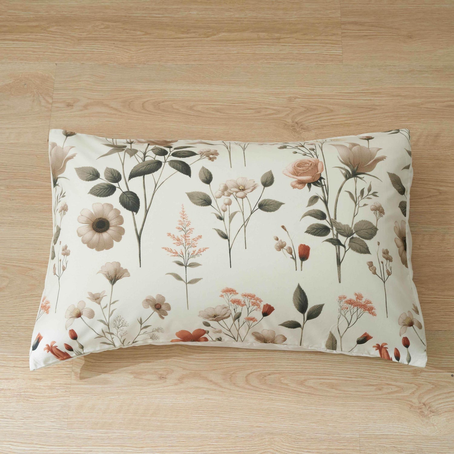 DaDalogy Enchanted Meadow Bed Sheet Set - Floral Harmony in Beige, Rose, and Soft Green, Premium Soft Microfiber, Machine Washable, Deep Pocket 14 - 15 Inches + Flat Sheet Bed Sheets by DaDalogy Bedding Collection