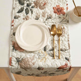 DaDalogy Enchanted Meadow Reversible Dinner Table Runner - Floral Elegance in Beige, Rose, and Soft Olive Green, Premium Soft Microfiber Quilted Table Runner Table Runner by DaDalogy Bedding Collection