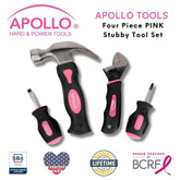 Four Piece Stubby Tool Set - Pink- DT0240P Pink Tool Kit by Apollo Tools