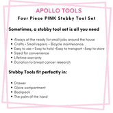 Four Piece Stubby Tool Set - Pink- DT0240P Pink Tool Kit by Apollo Tools