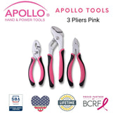 3 Pliers - Pink - DT5008P Pink Tool Kit by Apollo Tools