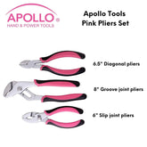 3 Pliers - Pink - DT5008P Pink Tool Kit by Apollo Tools