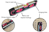 PINK 9-inch torpedo-shaped spirit level for 180/90/45 degrees leveling-- DT5019P Household hand tool by Apollo Tools