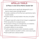 13 Piece ¼ Inch Drive Metric Socket Set - DT5023 Household Tool Kit by Apollo Tools