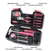 39 Piece General Tool Set Pink - DT9706P Pink Tool Kit by Apollo Tools