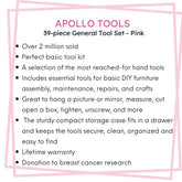 39 Piece General Tool Set Pink - DT9706P Pink Tool Kit by Apollo Tools