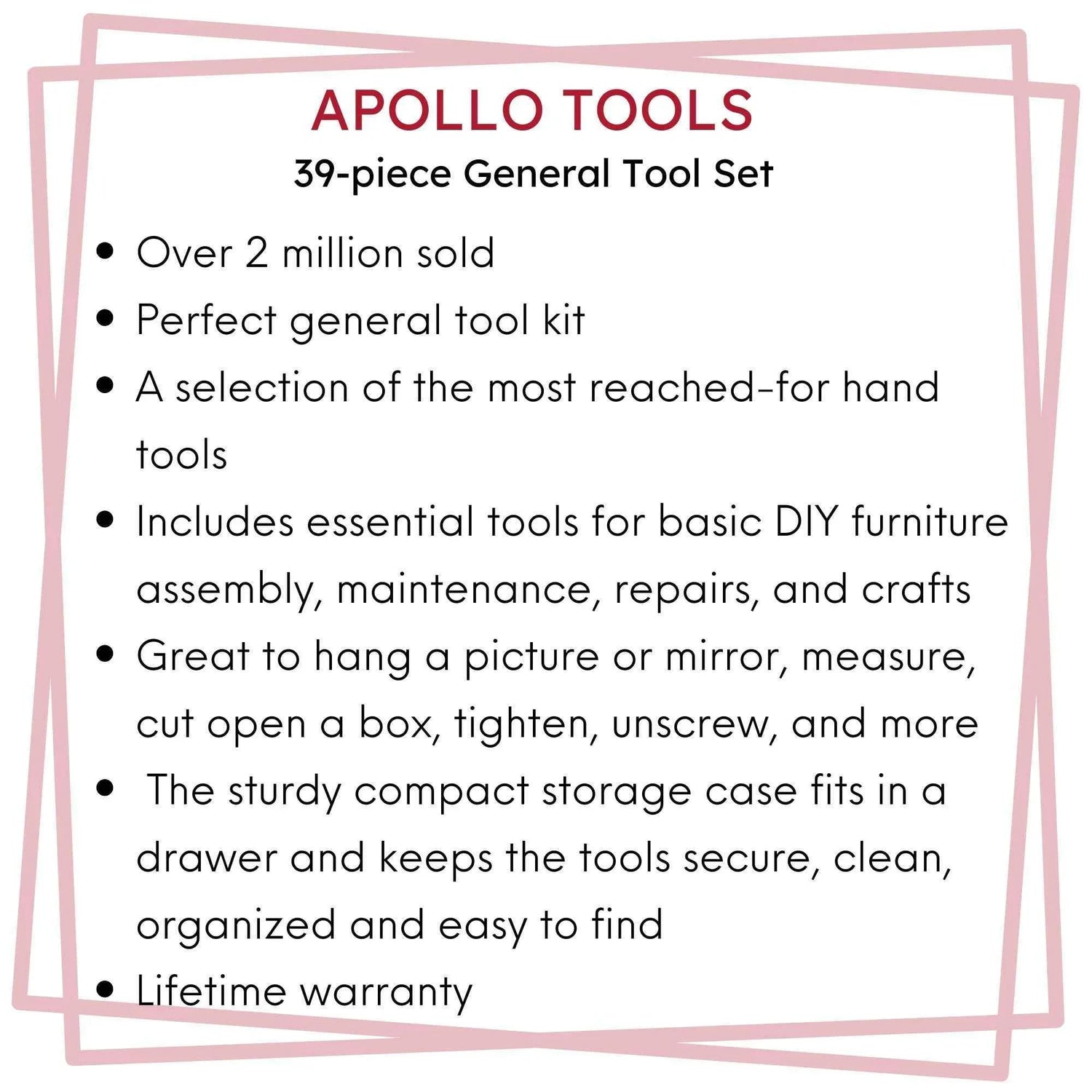 39 Piece General Tool Set - DT9706 Household Tool Kit by Apollo Tools