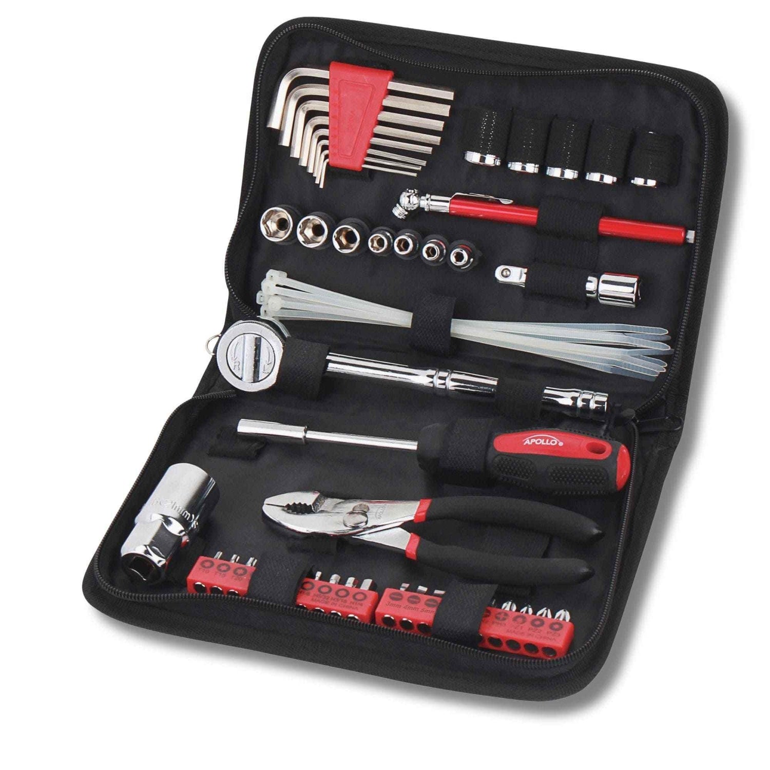 56 Piece SAE Auto Tool Set In Zipper Case - DT9774 Mechanics Tool Kit by Apollo Tools