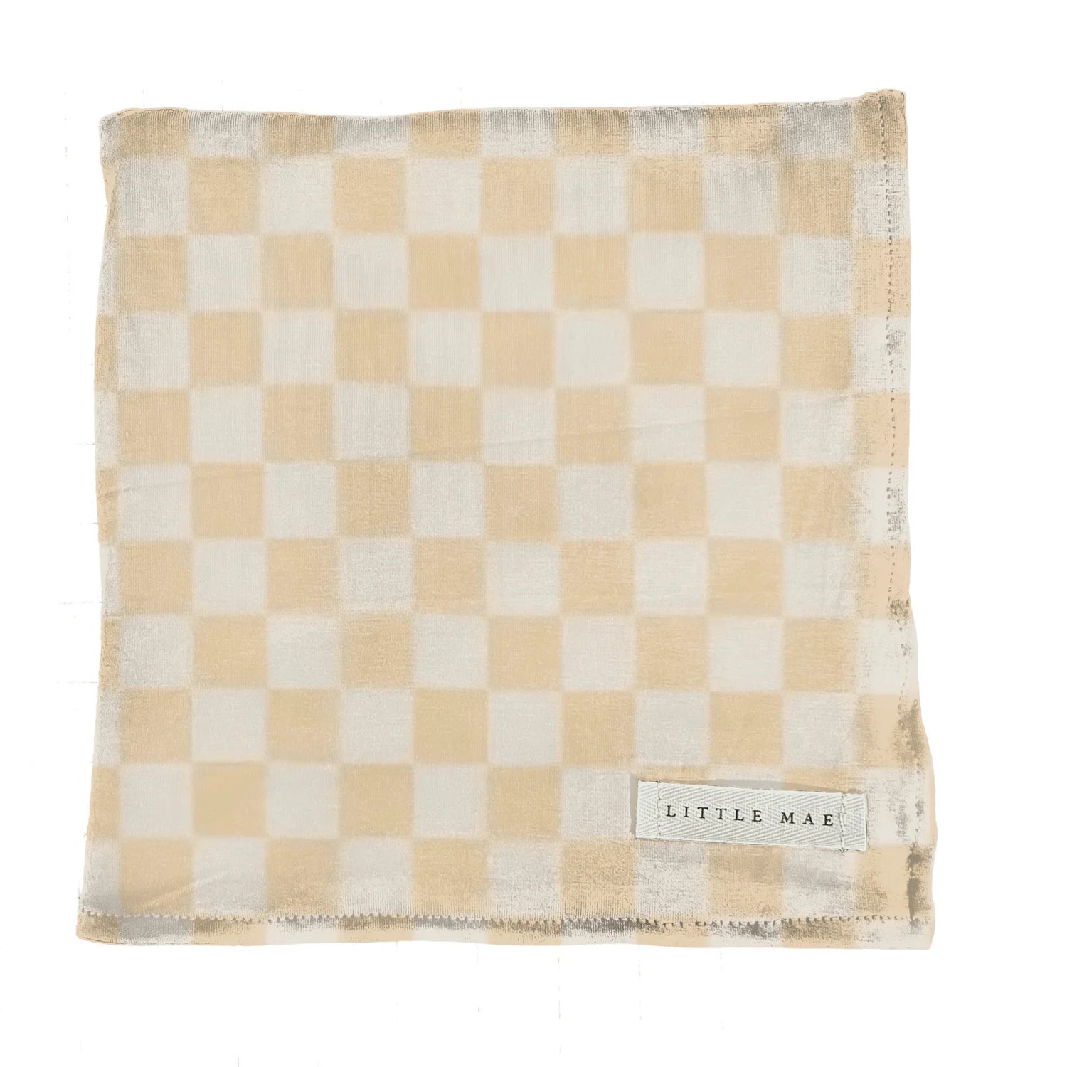 Butter Cream & White Checkered Stretch Swaddle by Little Mae & Co