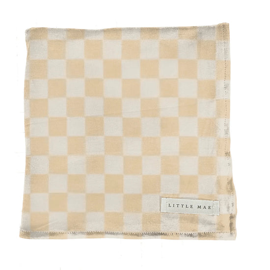 Butter Cream & White Checkered Stretch Swaddle by Little Mae & Co