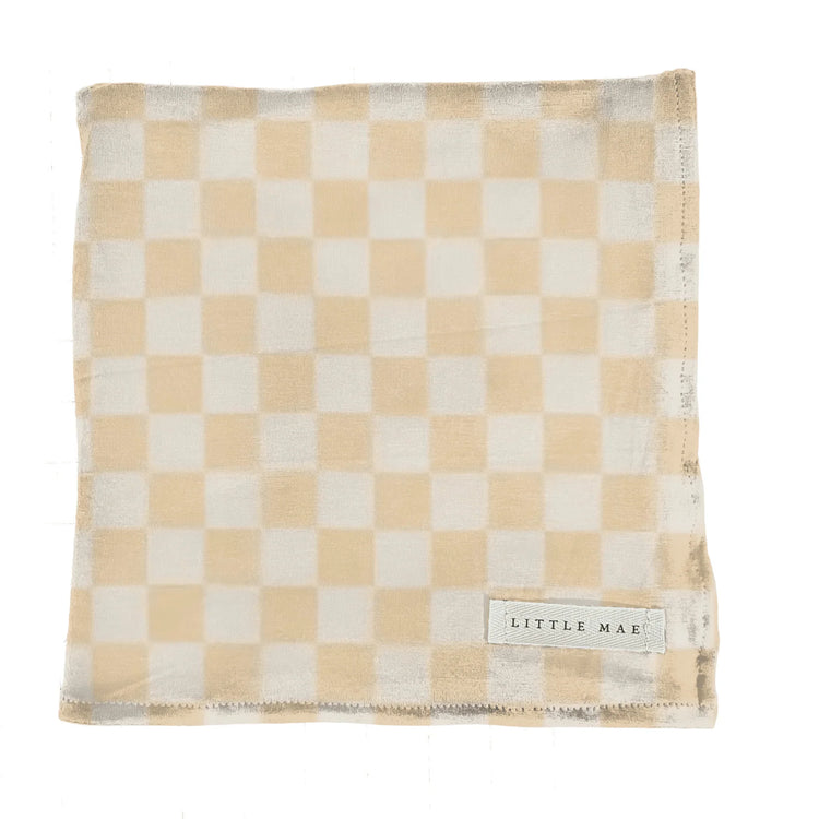 Butter Cream & White Checkered Stretch Swaddle by Little Mae & Co
