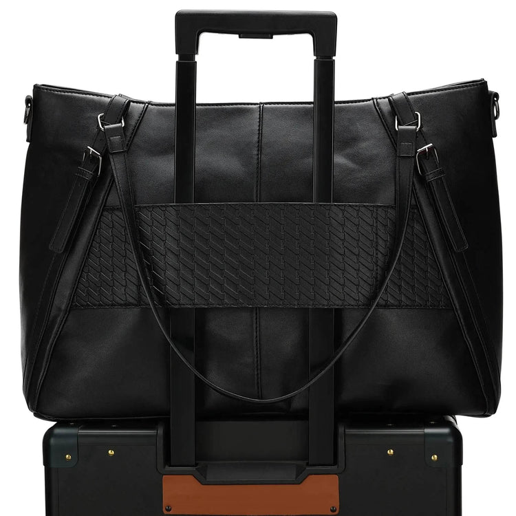 Leisure Luxe 33L Vegan Leather Weekender Tote Bag Weekender Bags by Travellty